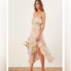 Reformation Strapless Flowy Midi Dress